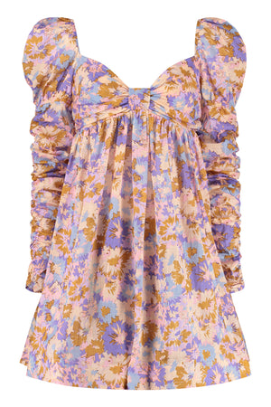 Violet Dress with floral print-0